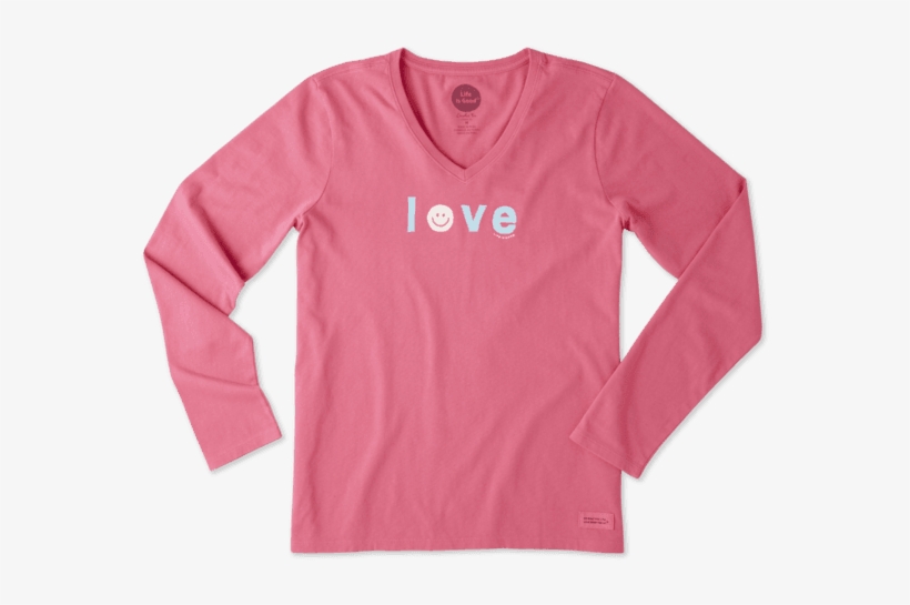 Women's Smiley Love Long Sleeve Crusher Vee - Life Is Good Womens Crusher Long, transparent png #2612830