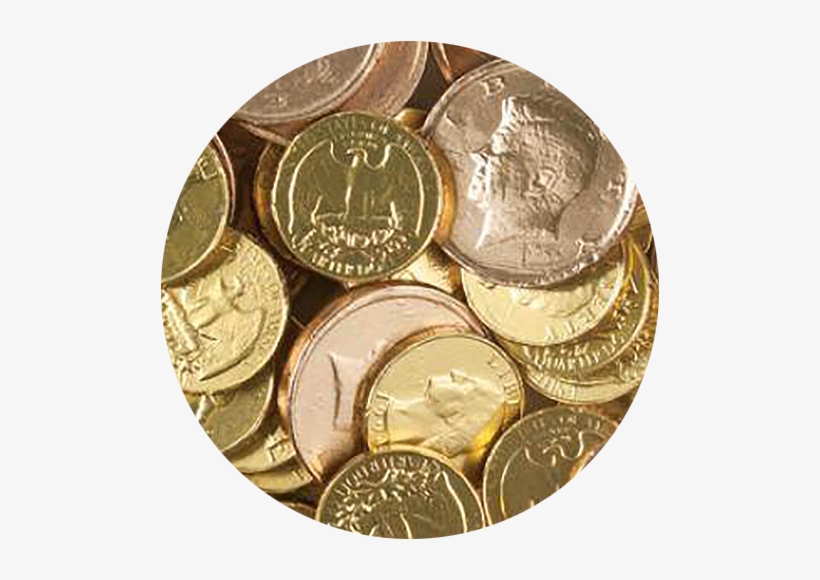 Gold Foiled Milk Chocolate Half Dollar & Quarter Coins - Dollar Chocolate, transparent png #2612891