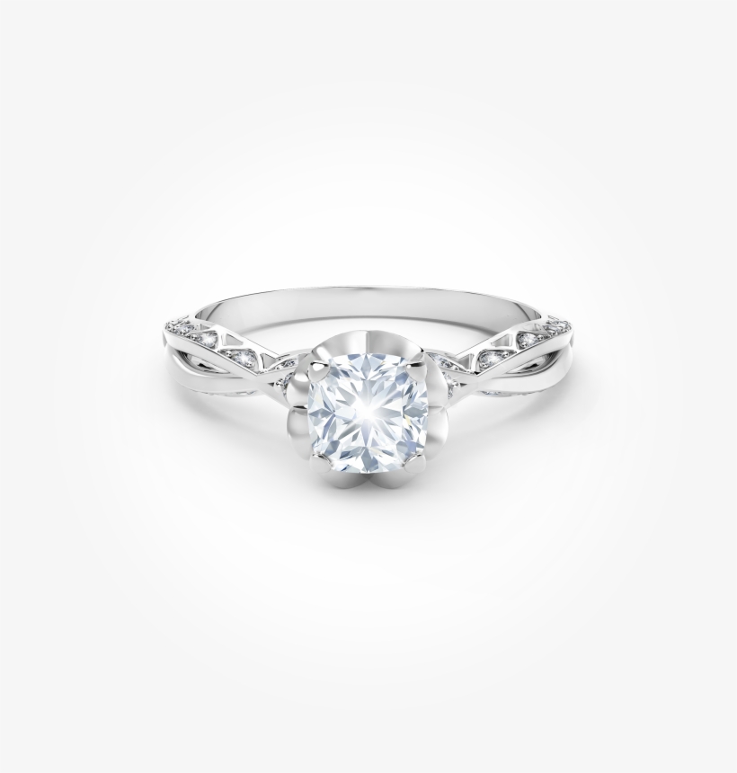 White Gold Halo Diamond And Moissanite Engagement Ring, transparent png #2612923