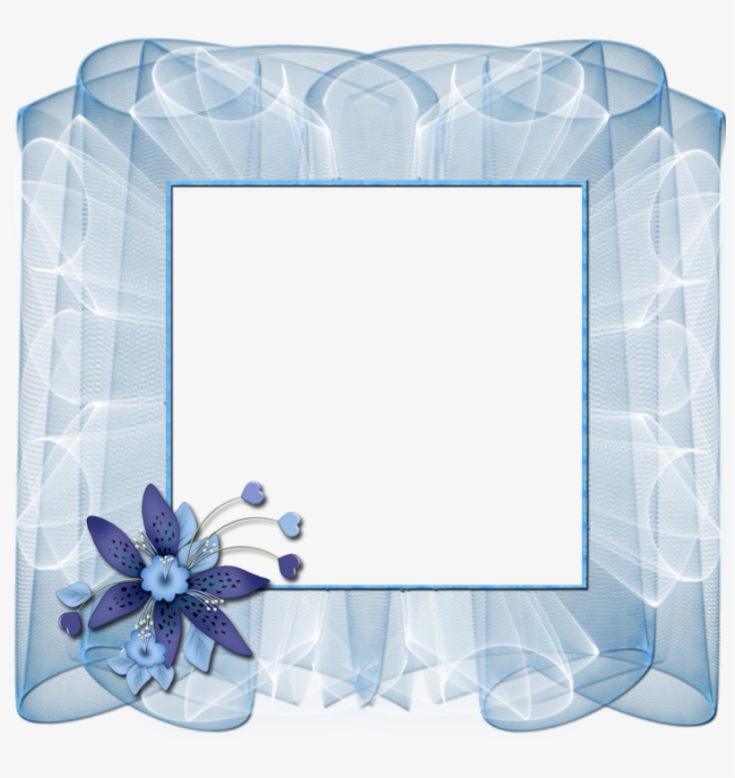 Beautiful Transparent Blue Frame With Flower Gallery - Blue Flower Transparent Frame, transparent png #2613674