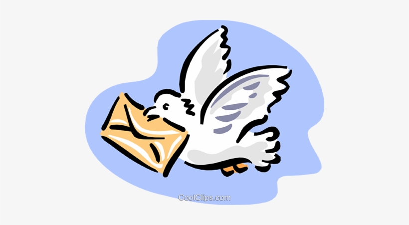 Pigeon With Letter Royalty Free Vector Clip Art Illustration - Taube Mit Brief, transparent png #2613713