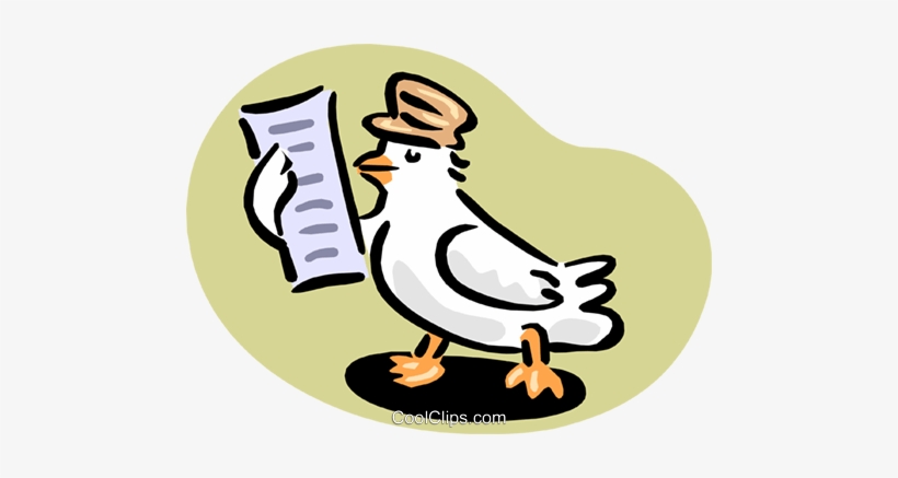 Pigeon Reading Message Royalty Free Vector Clip Art - Bricon, transparent png #2613789
