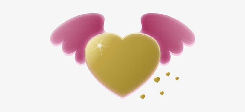 Hearts, Shaped, Golden, Yellow, Glowing - Cartoon Hearts With Wings, transparent png #2614531