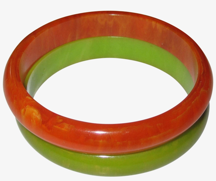 Pair Of Marbled Bakelite Bangle Bracelets, transparent png #2614933