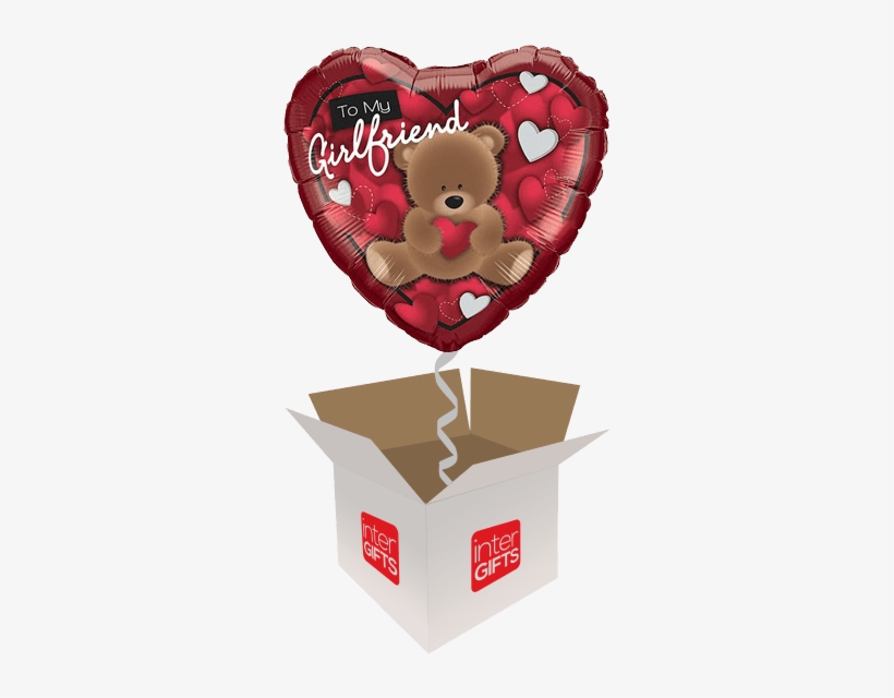 To My Girlfriend Love Hearts Teddy - My Girlfriend Teddy Bear Balloon, transparent png #2615709