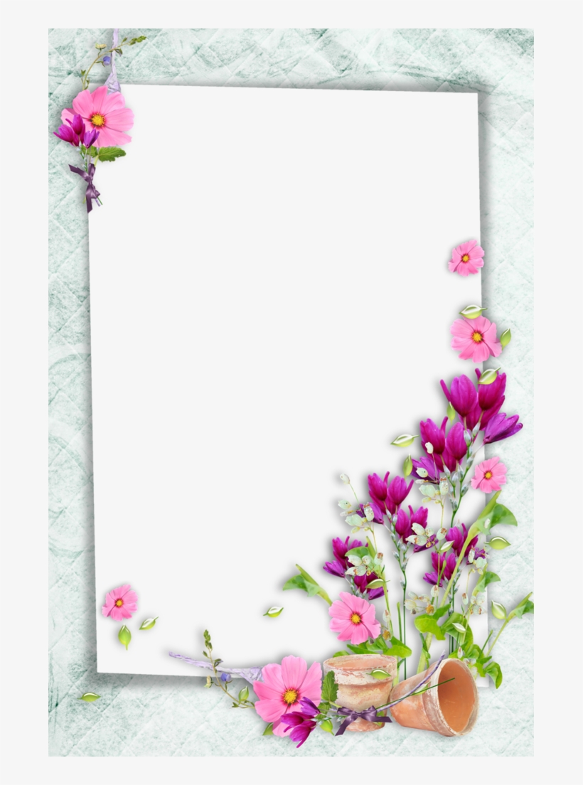 Flower And Butterfly Border Design Png Gallery - Marco De Hojas Decoradas, transparent png #2616061