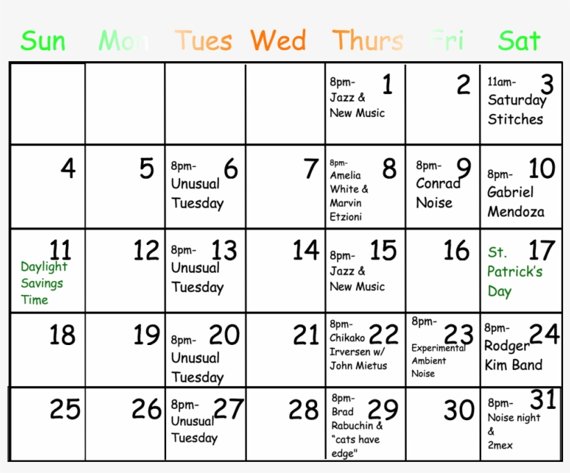 March 2018 Calendar - Calendar, transparent png #2616644