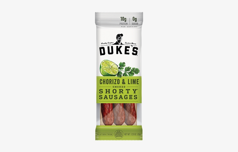 Chorizo & Lime 12ct Single Serve - Duke's Hickory Peach Bbq Smoked Shorty Sausages, transparent png #2618176