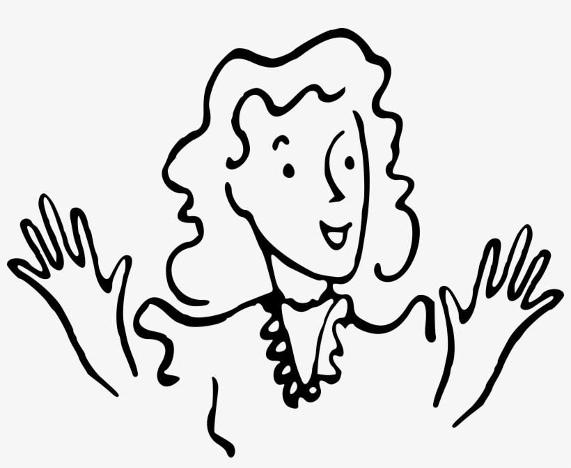 Big Image - Coloring Picture Of A Happy Lady, transparent png #2618306