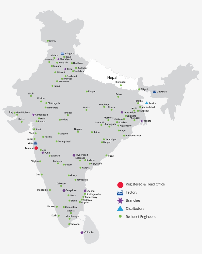 Control Print Service Network Map - Trelleborg Sealing Solutions India Pvt Ltd, transparent png #2619954