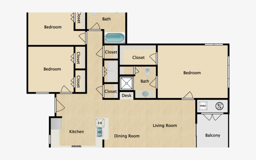 Floor Plan Photo Of Fountain Lake Apartments In Bradenton, - Florida, transparent png #2620862