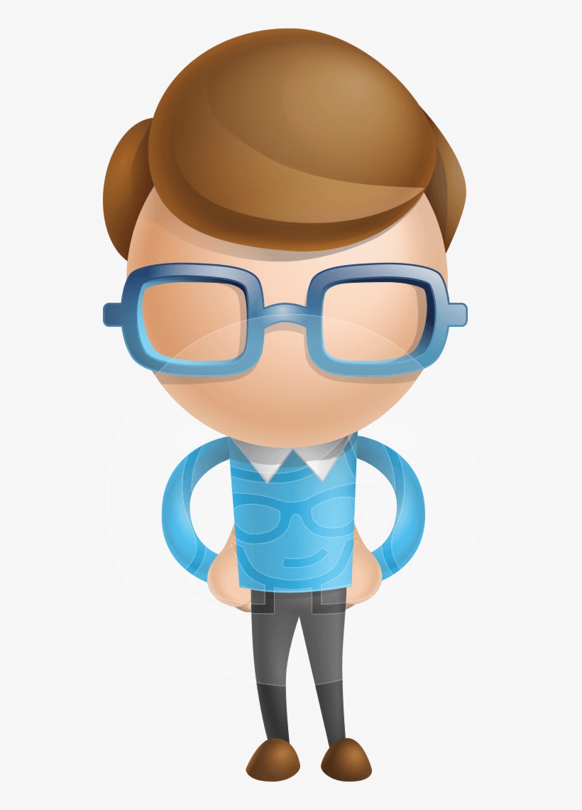 Nerdy - Nerd In Glasses Cartoon, transparent png #2621807