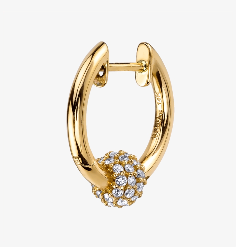 Diamond Sphere Hoop Earring - Diamonds In A Line Hoop Gold Earrings, transparent png #2622487