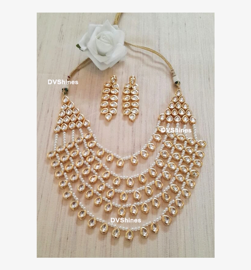 Beautiful Layered Kundan Necklace Set Kundan Haar,ethnic - Kundan, transparent png #2622489