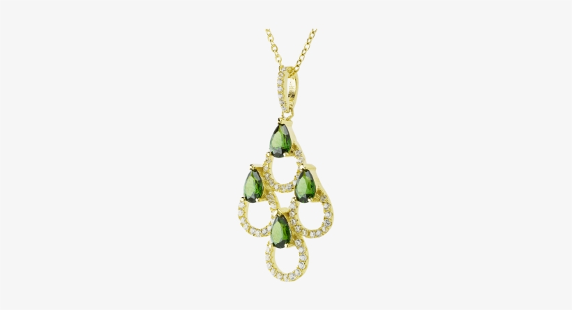 Emerald 18k Yellow Gold Plated Diva Necklace Earrings - Necklace, transparent png #2622578