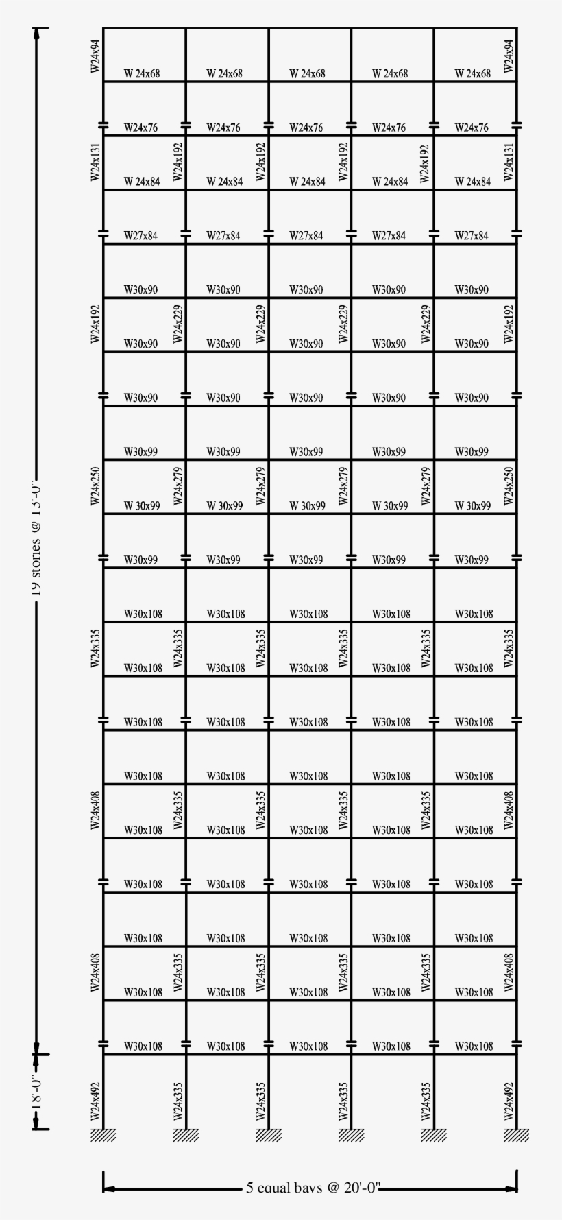 Member Sizes Of The 3, 9, And 20-story Frames Designed - Paper, transparent png #2622912