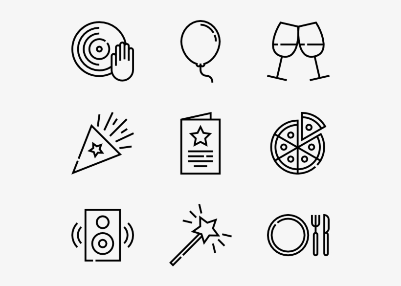 Birthday Party 50 Icons - Drawing, transparent png #2623153