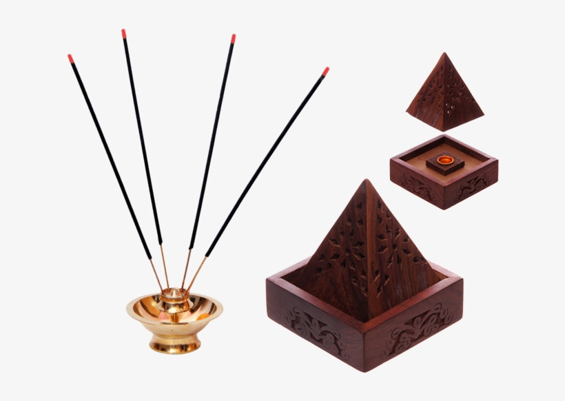 Agarbatti & Perfume Expo - Pyramid Sheesham Wood Incense Cone Box With Fretwork, transparent png #2624193