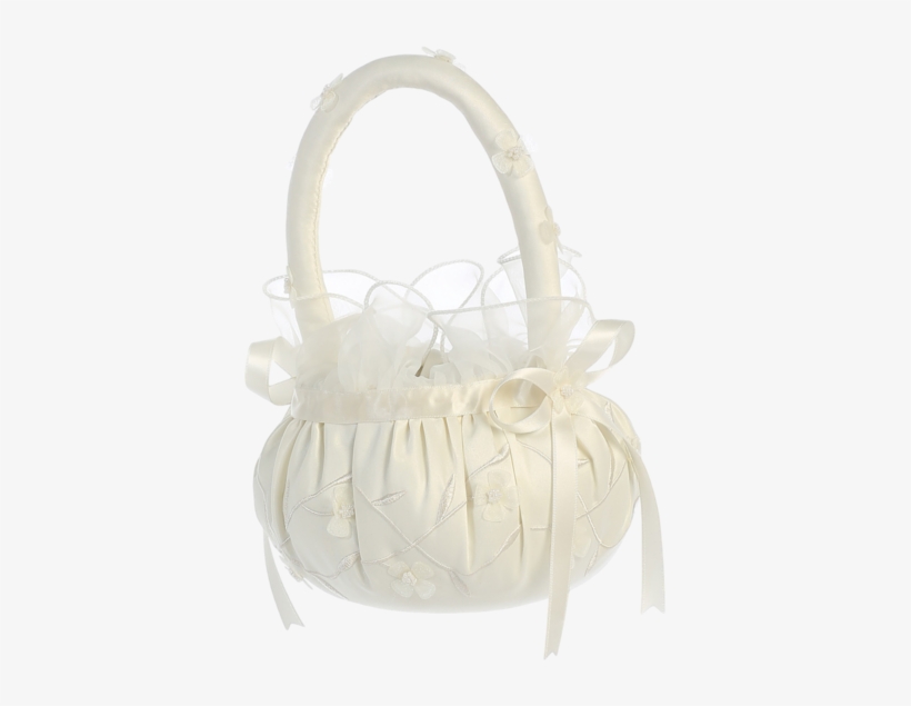 Matte Satin Flower Girl Basket With Pearl Centered - Flower Girl Basket Png, transparent png #2624263