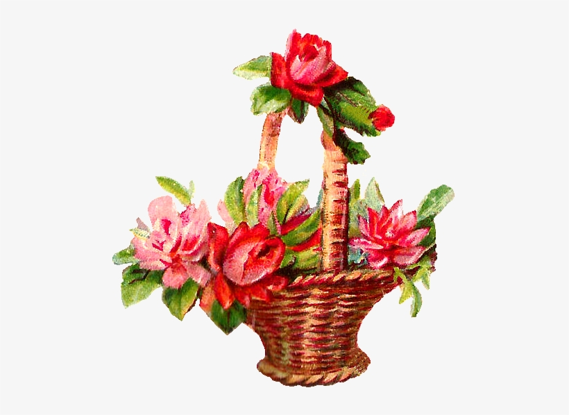Red Rose Flower Basket - Flower Roses, transparent png #2624291
