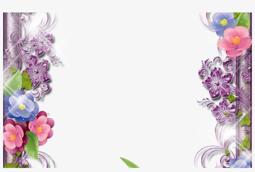 8 Png Flower Frame, Blue Flowers And Pink Blue - Pink And Purple Floral Border Png, transparent png #2624485