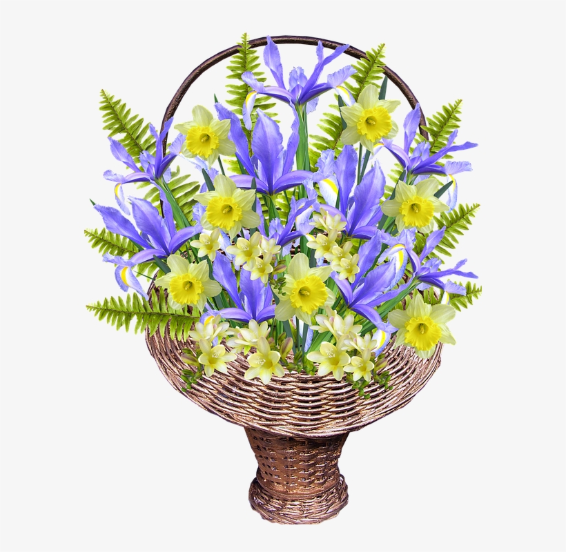 Basket, Flowers, Arrangement - Flower, transparent png #2624491
