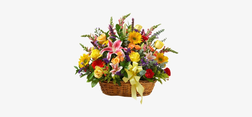 Country Roads Sympathy Basket In Houston, Tx - Flowers: Bright Flower Sympathy Arrangement In Basket, transparent png #2624650