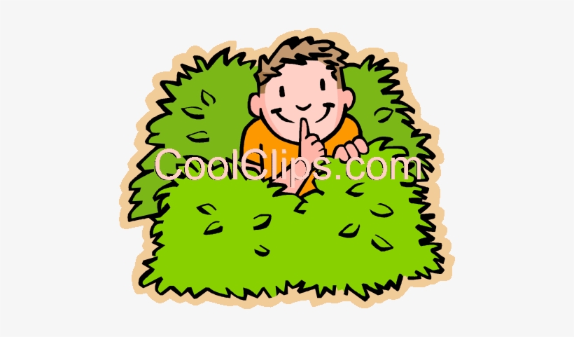 Boy Hiding In Bushes Royalty Free Vector Clip Art Illustration - Hiding In A Bush Clipart, transparent png #2625593