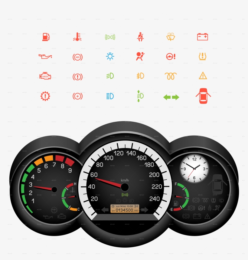 Car Speedometer Night Panel - Car Dashboard Icon Png, transparent png #2625740