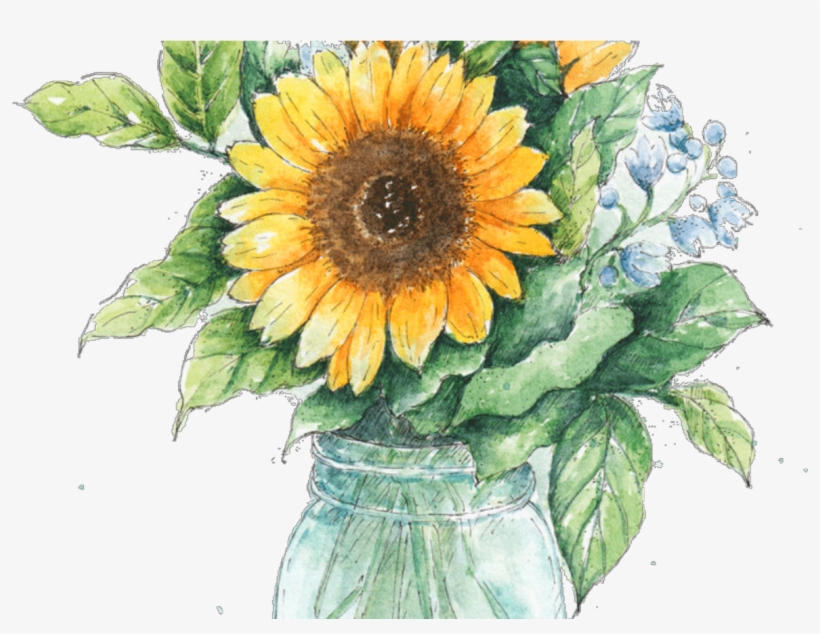 Jar Drawing Ubisafe - Sunflower Mason Jar Clipart, transparent png #2626438