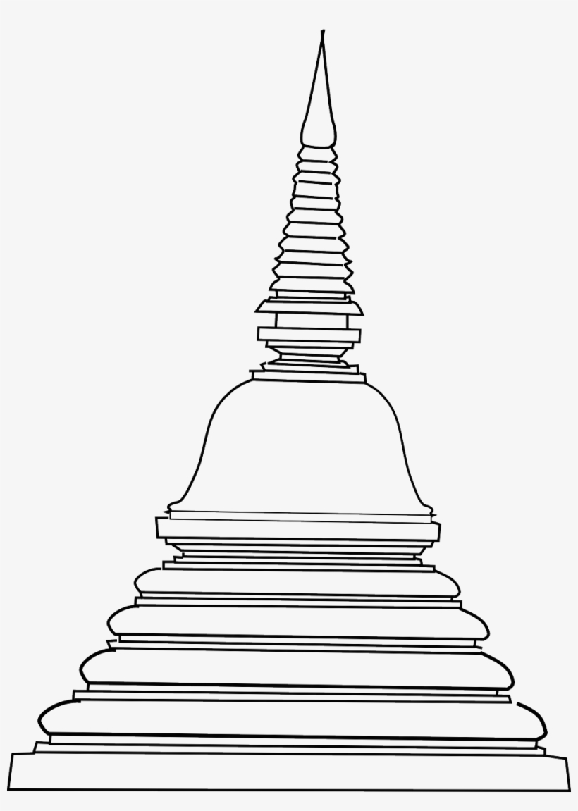 Pagoda Buddha Buddhist - Buddhist Temple Clipart Black And White, transparent png #2628907