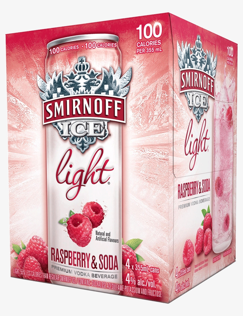 Smirnoff Ice Light Raspberry & Soda - Smirnoff Light Black Cherry And Soda, transparent png #2630370