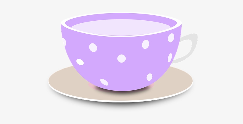 Cup Purple Tea Bowl Empty Dotted Saucer Cu - It's Always Tea Time! Throw Blanket, transparent png #2632237