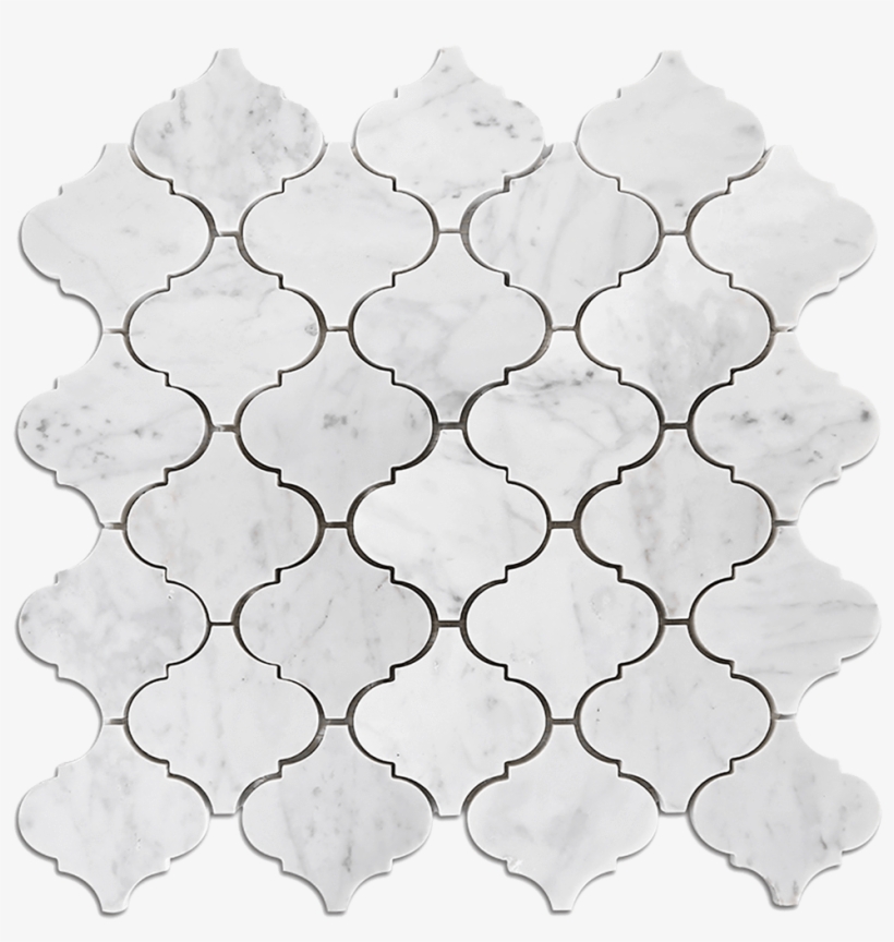 Bianco Gioia Marble Mosaic Tile Arabesque - Tile, transparent png #2633491