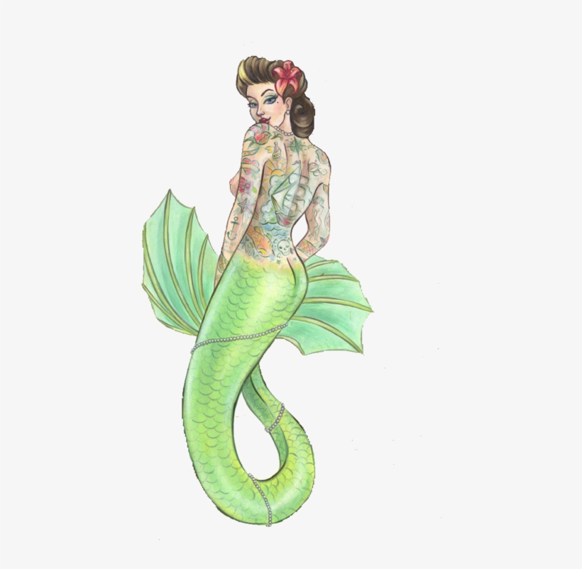 Mermaid Tattoo - Mermaid Pinup Tattoo Art, transparent png #2635501