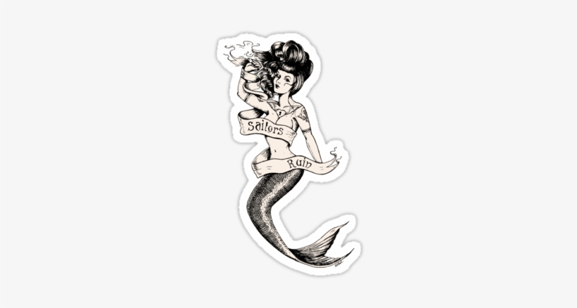 Sailors Ruin, Vintage Mermaid Tattoo Style Stickers - Old School Tattoo Mermaid, transparent png #2635942