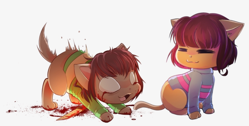 Chara And Frisk Cat Version By Ckibe On Deviantart - Chara And Frisk Cats, transparent png #2636358