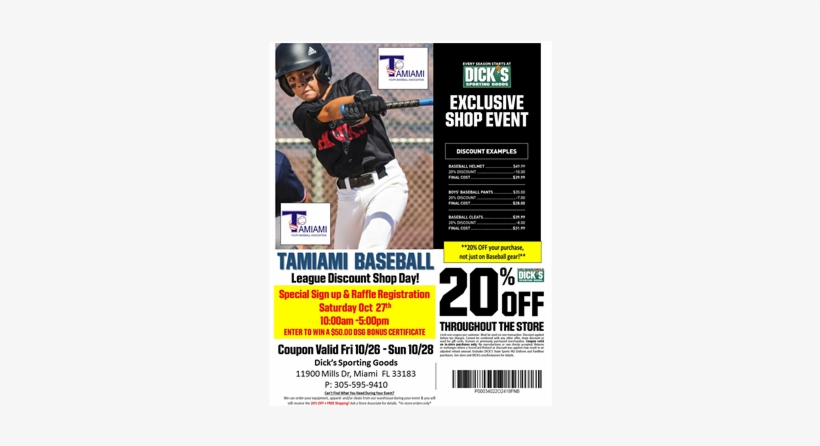 20% Off Tamiami Appreciation Weekend @ Dicks Sporting - Sports, transparent png #2636506