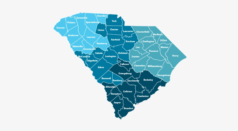 Map Of South Carolina With Counties - Formal Region In South Carolina, transparent png #2639142