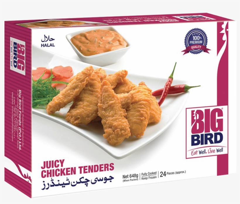 Big Bird Juicy Chicken Tenders 648 Gm - Big Bird Food Pvt Ltd, transparent png #2639534