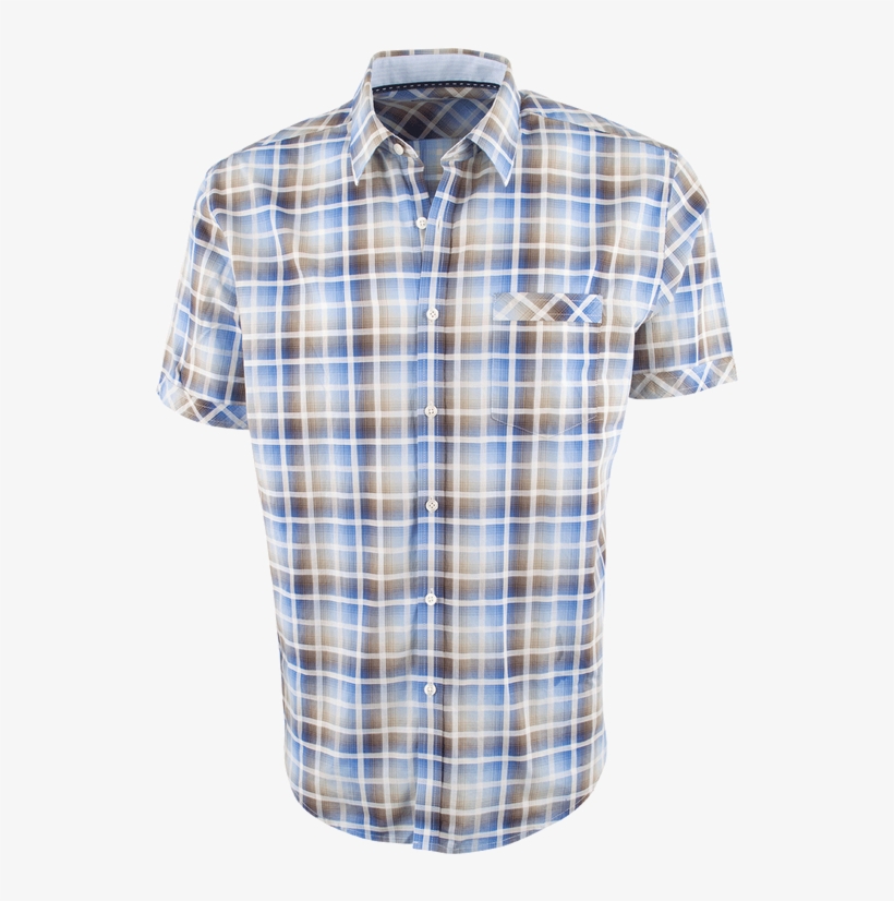 James Campbell Short Sleeve Brown Chimala Plaid Shirt - James Campbell Chimala Plaid Shirts, transparent png #2642884