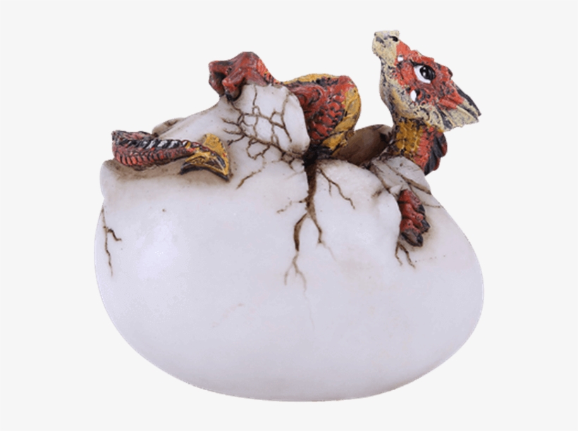 Happy Baby Dragon Statue - Red Baby Dragon On Back Egg Figurine Resin Hand Painted, transparent png #2644811