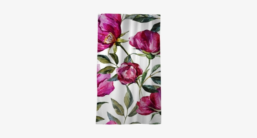 Watercolor Floral Pattern Blackout Window Curtain • - Cavalcanti Italy Leather Floral Wristlet Cosmetic Makeup, transparent png #2645338