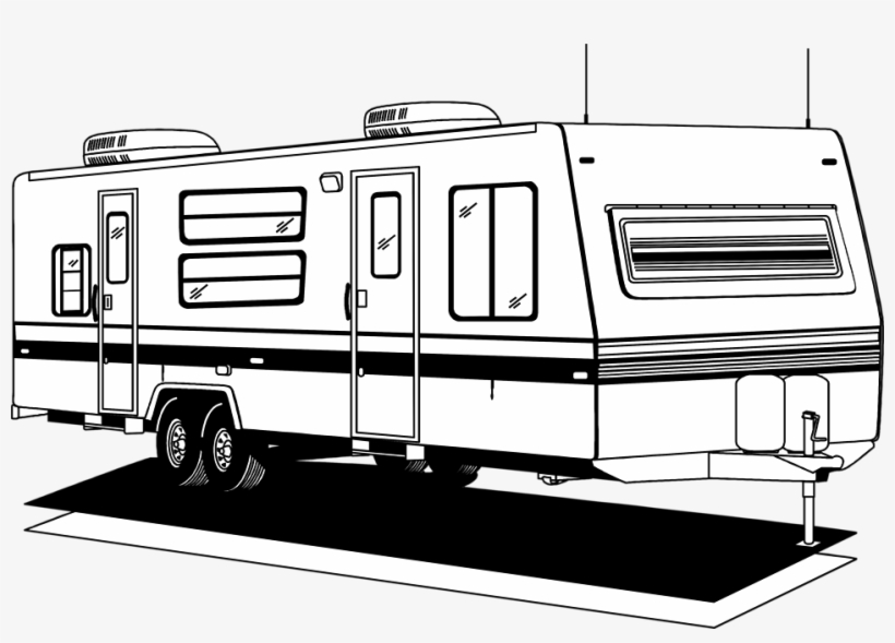 Clip Art Black And White Download Rv Trailer Clipart - Camper Black And White, transparent png #2647335