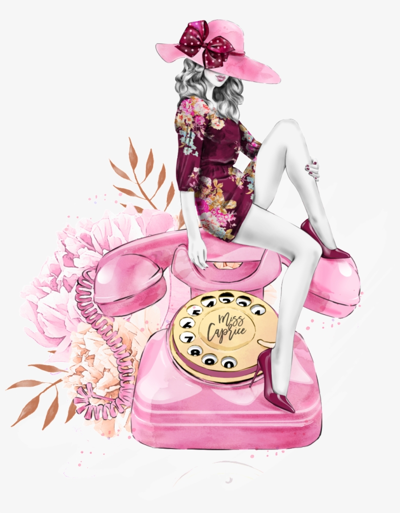 Png Transparente Para El Viejo Teléfono Rosa Dibujos - Party Girl Fashion Illustration, transparent png #2648479