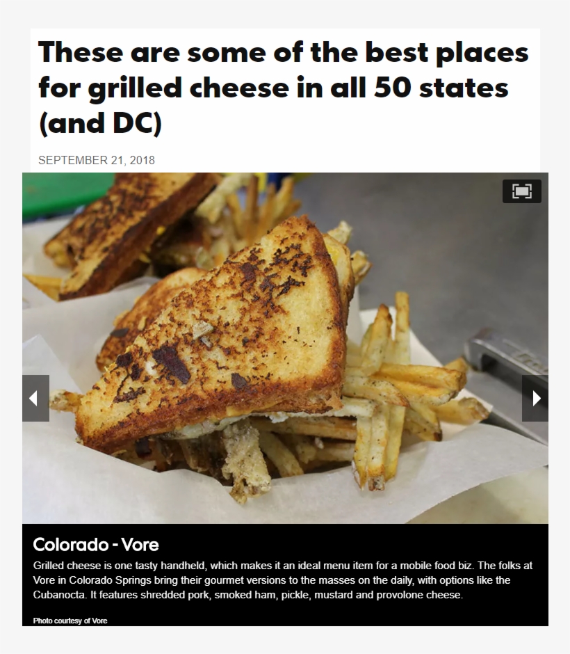 Usa Today's Travel Website Said We Have The Best Grilled - Vore Food Truck, transparent png #2649667