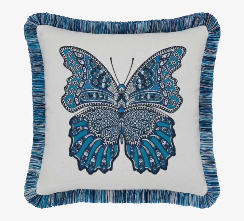 Elaine Smith Mariposa Azure Fringed Pillow, transparent png #2651744