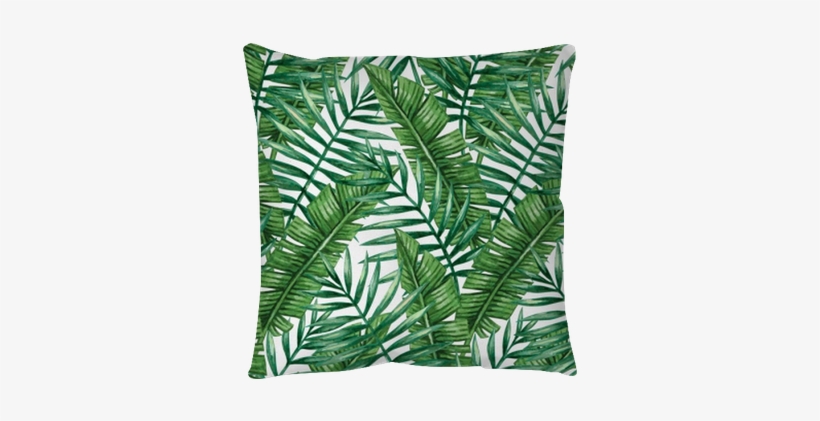 Watercolor Tropical Palm Leaves Seamless Pattern - Suabo Polyester Waterproof Fabric Shower Curtain Decorative, transparent png #2652332