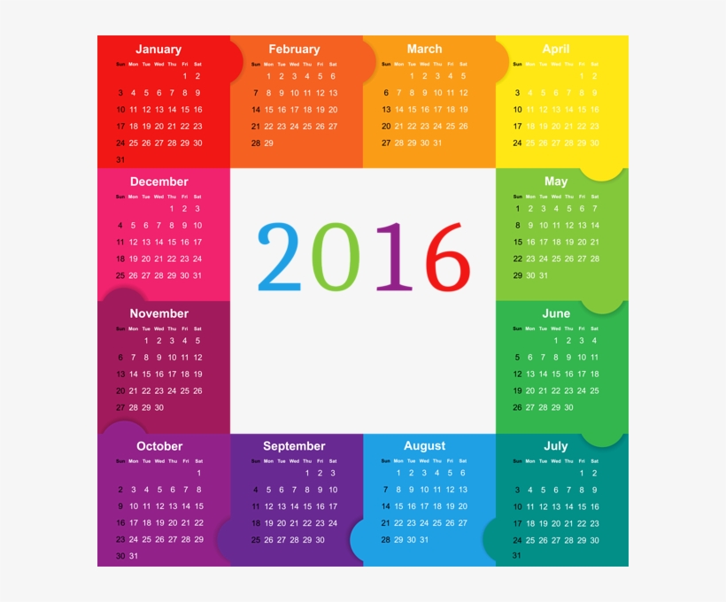 0, - Free 2016 Calendar Clipart, transparent png #2652369
