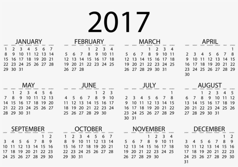 2017 Calender Png - Kalendarz 2018 Do Druku, transparent png #2652658